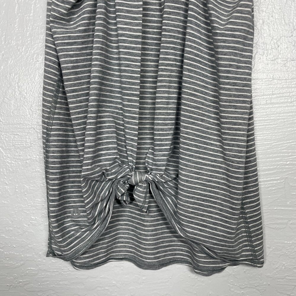 Lululemon Women 4 Gray White All Tied Up Tank Striped Open Back Athletic Workout - Picture 5 of 7